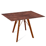 Стол обеденный с коричневой прямоугольной столешницей из керамики на четырех деревянных ножках Brown Ceramics варинант исполнения - 1 | Loft Concept в Липецке