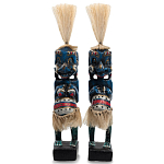 Комплект из 2-х деревянных статуэток Asmat Straw Headdress Statuettes Blue Colorful Tattoo варинант исполнения - 1 | Loft Concept в Липецке