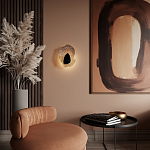 Бра с волнообразным стеклянным плафоном и вставкой из мрамора Liquid Stone варинант исполнения - 15 | Loft Concept в Липецке