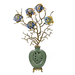 Ваза зеленая с бронзовыми ветвями и фарфоровыми рыбками Eden Garden варинант исполнения - 1 | Loft Concept в Липецке