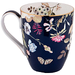 Кружка синяя из фарфора с рисунком цветов 400 мл Garden Whisper Porcelain Set  варинант исполнения - 1 | Loft Concept в Липецке