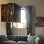 Люстра квадратная с бахромой и подвесом из деревянных бусин Psyche варинант исполнения - 3 | Loft Concept в Липецке