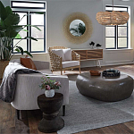 Круглая люстра волнистой формы с декором из круглых деревянных бусин White Wooden Beads Chandelier варинант исполнения - 2 | Loft Concept в Липецке