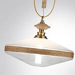 Подвесной светильник с плоским прозрачным плафоном и декоративной вставкой из текстурного камня Tectona  варинант исполнения - 6 | Loft Concept в Липецке