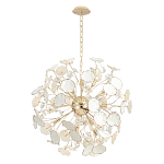 Люстра круглой формы с белыми и прозрачными лепестками цветов Диаметр 69 см Wintery flovers варинант исполнения - 1 | Loft Concept в Липецке