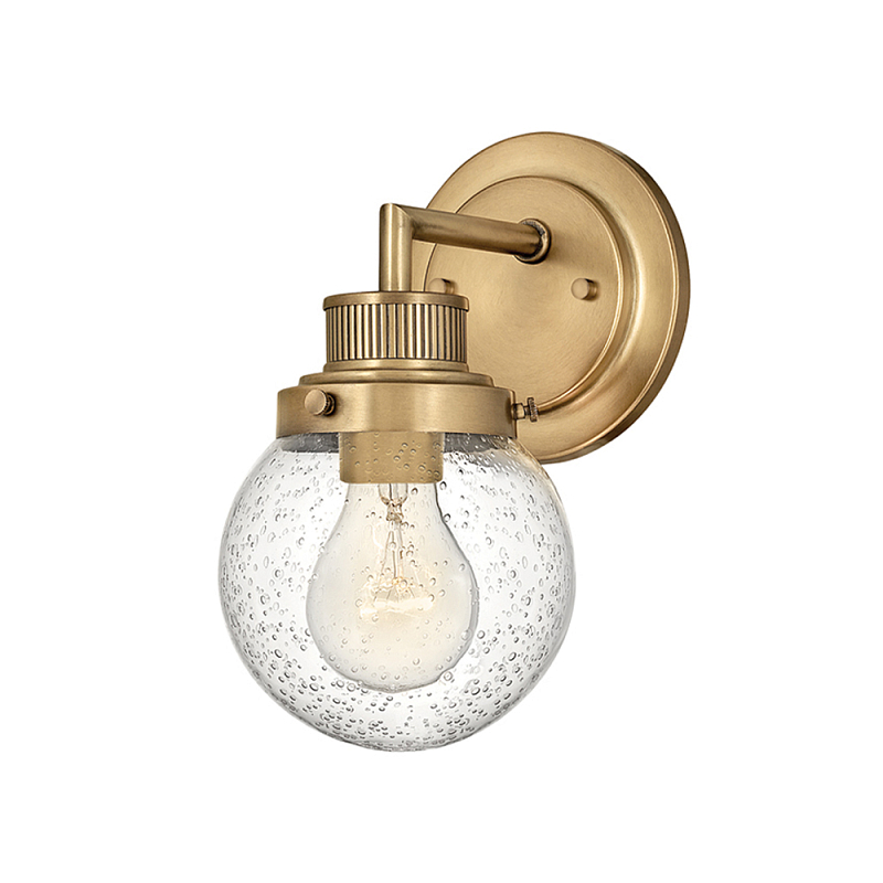 Бра для ванных комнат с прозрачным шарообразным плафоном из стекла с пузырьками на круглом основании Hinkley Хром Латунь Прозрачное Стекло в Липецке | Loft Concept 