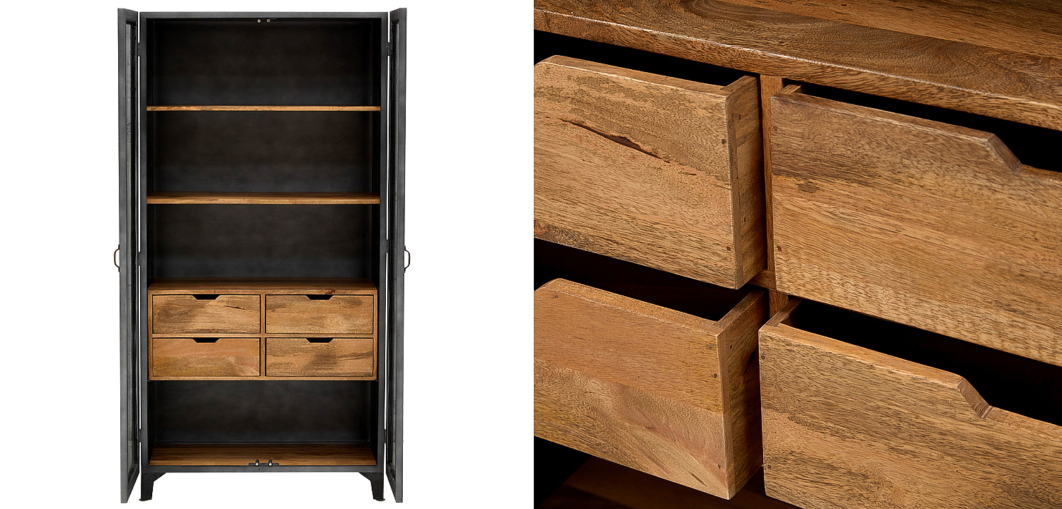 Шкаф металлический в стиле лофт с деревянными ящиками Russell Cabinet Шкаф металлический в стиле лофт с деревянными ящиками Russell Cabinet - Loft-Concept в Липецке