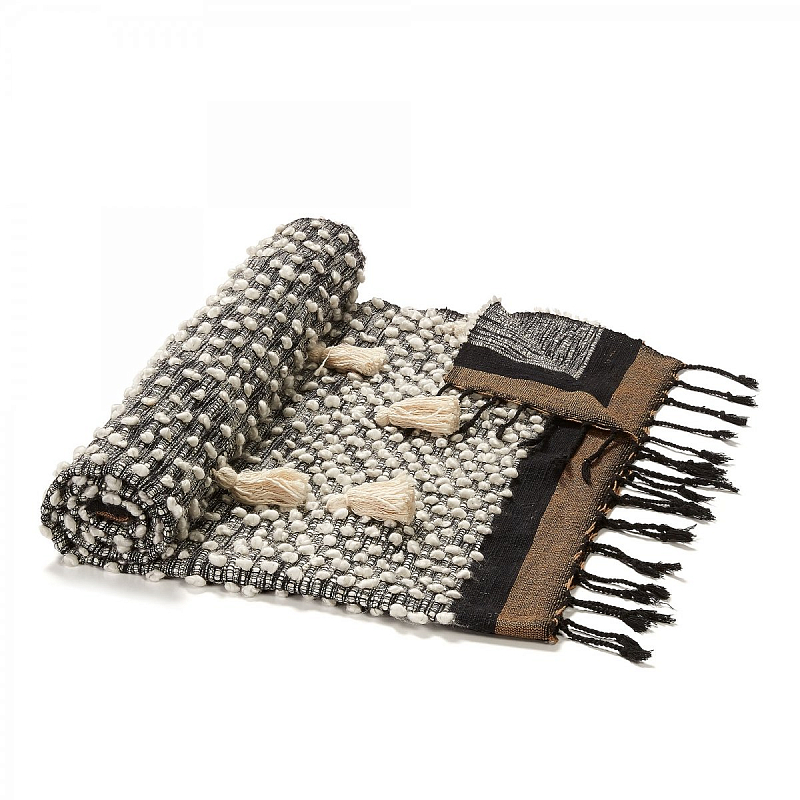 Плед Plaid Boho Tassels Бежевый Коричневый Синий Плед Plaid Boho Tassels Бежевый Коричневый Синий в Липецке | Loft Concept