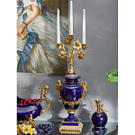 Подсвечник из темно-синего фарфора с бронзовыми элементами и цветами Eden Garden варинант исполнения - 4 | Loft Concept в Липецке