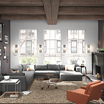 Бра цвета хром с круглой рамой и цилиндрическим прозрачным стеклянным плафоном на прямоугольном основании Feiss варинант исполнения - 4 | Loft Concept в Липецке