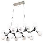 Линейная люстра с плафонами из стеклянных шаров Pearls Suspension Linear Chrome Chandelier варинант исполнения - 2 | Loft Concept в Липецке