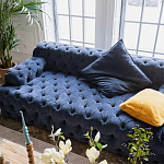 Трехместный диван темно-синий Campion Deep Blue Sofa варинант исполнения - 5 | Loft Concept в Липецке