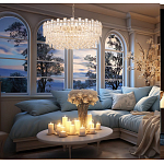 Круглая люстра с хрустальными подвесками на золотистом каркасе Gorgeous Crystal Light варинант исполнения - 13 | Loft Concept в Липецке