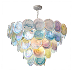 Люстра с каскадом из круглых разноцветных стеклянных дисков Mother of Pearl Iridescence варинант исполнения - 2 | Loft Concept в Липецке