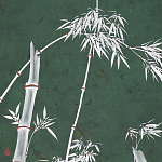 Обои ручная роспись Bamboo Argent on Edo Green painted silk варинант исполнения - 1 | Loft Concept в Липецке