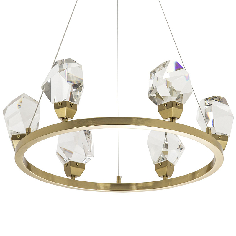 Подвесная круглая люстра с хрустальными плафонами Esme Crystal Brass Ring Chandelier Прозрачный Латунь Подвесная круглая люстра с хрустальными плафонами Esme Crystal Brass Ring Chandelier Прозрачный Латунь в Липецке | Loft Concept