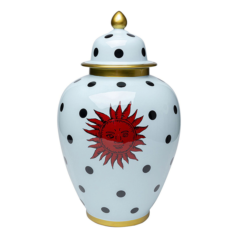 Ваза с крышкой белая Red Sun Белый Красный Ваза с крышкой белая Red Sun Белый Красный в Липецке | Loft Concept