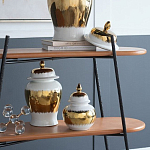 Ваза белая с крышкой и золотистыми фрагментами 46 см Chinoiserie Ceramics варинант исполнения - 2 | Loft Concept в Липецке