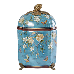 Ваза голубая с крышкой и цветочным узором Genuine Chinese Classics варинант исполнения - 1 | Loft Concept в Липецке