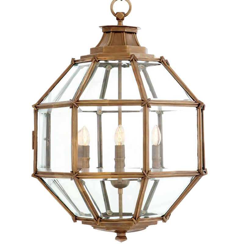 Люстра Lantern Owen Brass M Латунь Прозрачный (Transparent) в Липецке | Loft Concept 