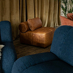 Кожаное модульное кресло коричневое без подлокотников с подушкой Coul Leather Modular Armchair варинант исполнения - 6 | Loft Concept в Липецке