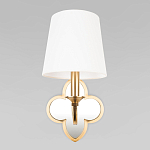 Бра с белым текстильным абажуром и декоративным основанием в виде четырехлистника с зеркальной вставкой Vitorino варинант исполнения - 18 | Loft Concept в Липецке