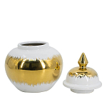 Ваза белая с крышкой и золотистыми фрагментами 24 см Chinoiserie Ceramics варинант исполнения - 2 | Loft Concept в Липецке