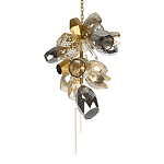 Люстра подвесная вытянутой формы с плафонами из стекла и металла с тремя вертикальными подвесками Gilded Mirage  варинант исполнения - 8 | Loft Concept в Липецке