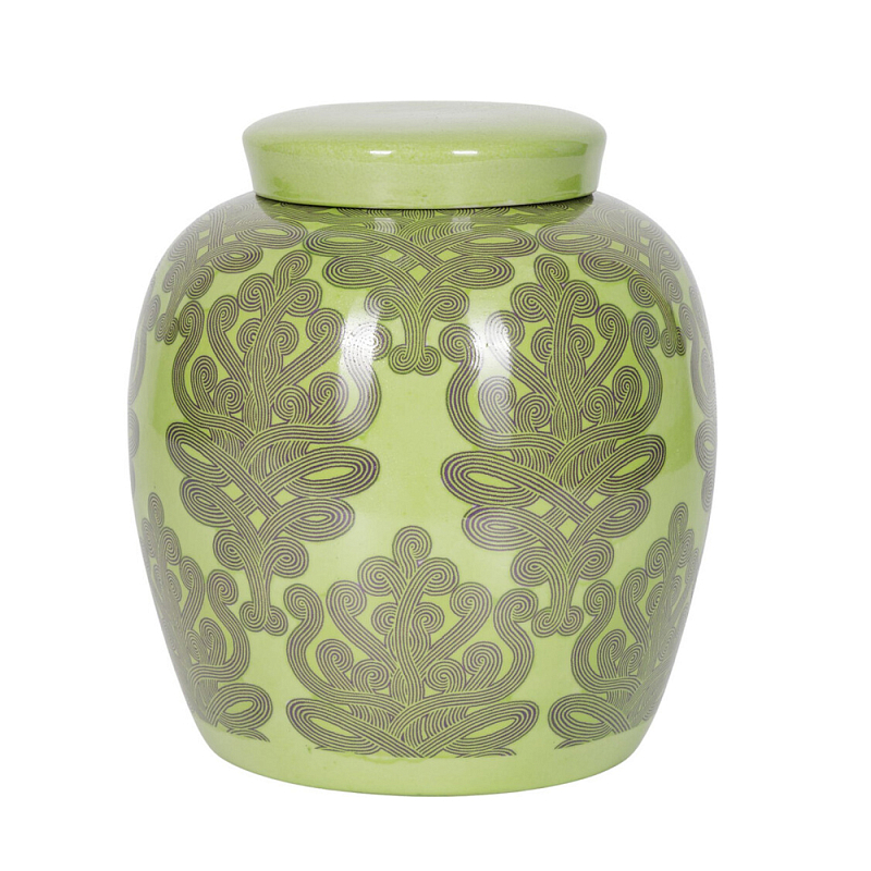 Банка с крышкой Porcelain Malachite Jar Зеленый в Липецке | Loft Concept 