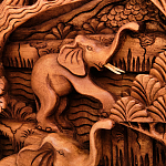 Панно из дерева пять слонов Panel With Animals варинант исполнения - 3 | Loft Concept в Липецке