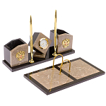 Настольный письменный набор из бежевого мрамора с часами Marble Accessory варинант исполнения - 2 | Loft Concept в Липецке