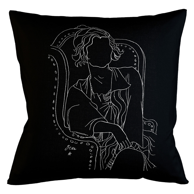 Декоративная подушка White Silhouette Coco Pillow Бежевый Черный Декоративная подушка White Silhouette Coco Pillow Бежевый Черный в Липецке | Loft Concept