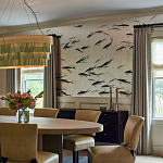 Обои ручная роспись Fishes Blue Pearl on Tarnished Silver gilded silk with pearlescent antiquing варинант исполнения - 3 | Loft Concept в Липецке