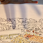 Настольная лампа с принтом на белом тканевом абажуре Roof Garden Lamp варинант исполнения - 2 | Loft Concept в Липецке