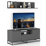 ТВ-тумба цвета графит с  2-мя дверцами и ящиком Strict Lines варинант исполнения - 6 | Loft Concept в Липецке