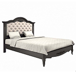 Кровать черная из массива бука с основанием и мягким изголовьем Black Provence варинант исполнения - 1 | Loft Concept в Липецке