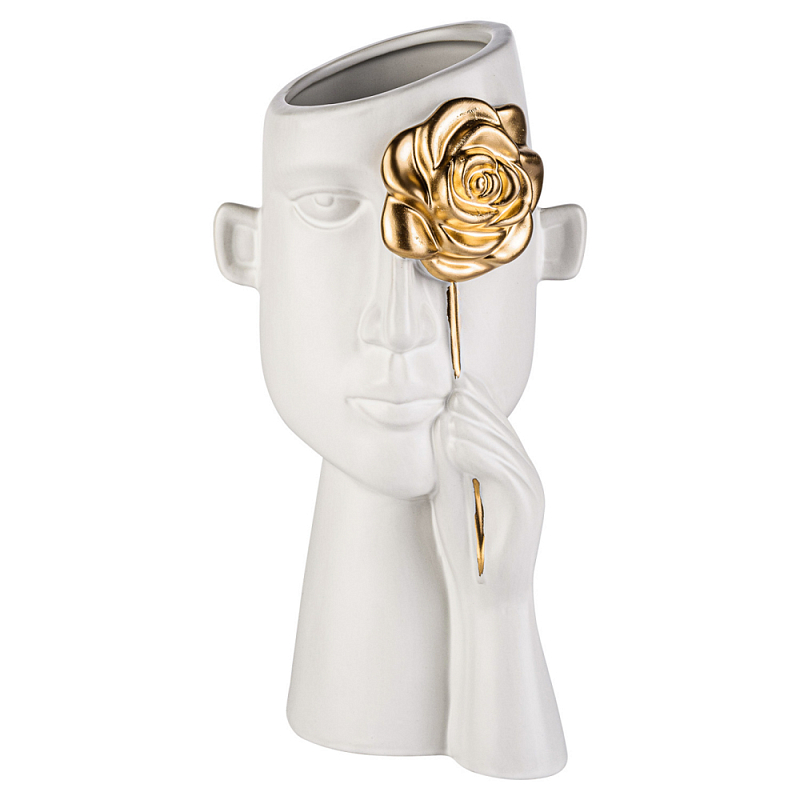 Ваза керамическая Face forever Flower Белый Золотой Ваза керамическая Face forever Flower Белый Золотой в Липецке | Loft Concept