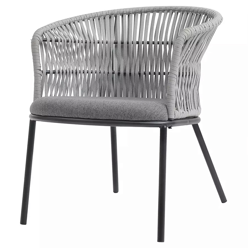 Кресло с декоративным плетением на спинке и подлокотниках Armchair Weaving Серый Светло-серый Темно-серый Кресло с декоративным плетением на спинке и подлокотниках Armchair Weaving Серый Светло-серый Темно-серый в Липецке | Loft Concept