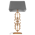 Настольная лампа на ажурном чугунном основании с тканевым серым абажуром Openwork Lamp варинант исполнения - 3 | Loft Concept в Липецке