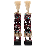 Комплект из 2-х деревянных статуэток Asmat Straw Headdress Statuettes Red Turquoise варинант исполнения - 1 | Loft Concept в Липецке