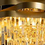 Люстра цвета матового золота с металлическими лентами и длинными прозрачными подвесками Gilded Waves варинант исполнения - 5 | Loft Concept в Липецке