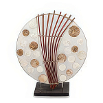 Настольная лампа из перламутра и дерева на подставке Indonesian Round Shell варинант исполнения - 3 | Loft Concept в Липецке