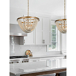 Люстра с подвесками в виде круглых деревянных белых бусин White Wooden Beads Chandelier варинант исполнения - 1 | Loft Concept в Липецке