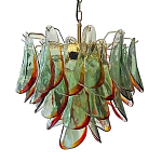 Люстра стеклянная с зелеными лепестками Green Leaf Fall варинант исполнения - 1 | Loft Concept в Липецке