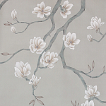 Обои ручная роспись Magnolia Canopy Original Colourway on Oyster Shell metallic silk варинант исполнения - 1 | Loft Concept в Липецке