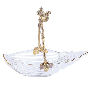 Стеклянное блюдо с бронзовой ручкой