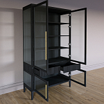 Витрина Primo со стеклянными фасадами и 2 ящиками Черный дуб варинант исполнения - 9 | Loft Concept в Липецке