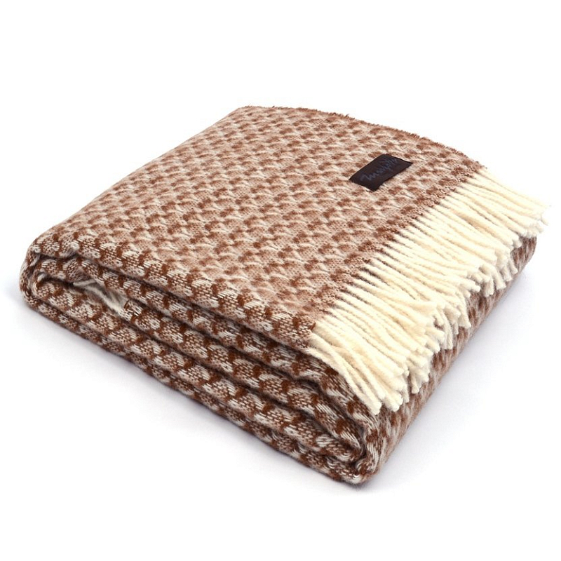 Плед BRIAS TRIANGLE 1200 Marzotto Бежево-серый Коричневый в Липецке | Loft Concept 