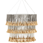 Люстра трехъярусная с декором из круглых деревянных бусин с кисточками Gray Brown Wooden Beads Chandelier варинант исполнения - 3 | Loft Concept в Липецке