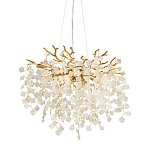 Люстра подвесная золотого цвета с декоративными ветвями и прозрачными рельефными подвесками FAIRYTREE Light варинант исполнения - 1 | Loft Concept в Липецке